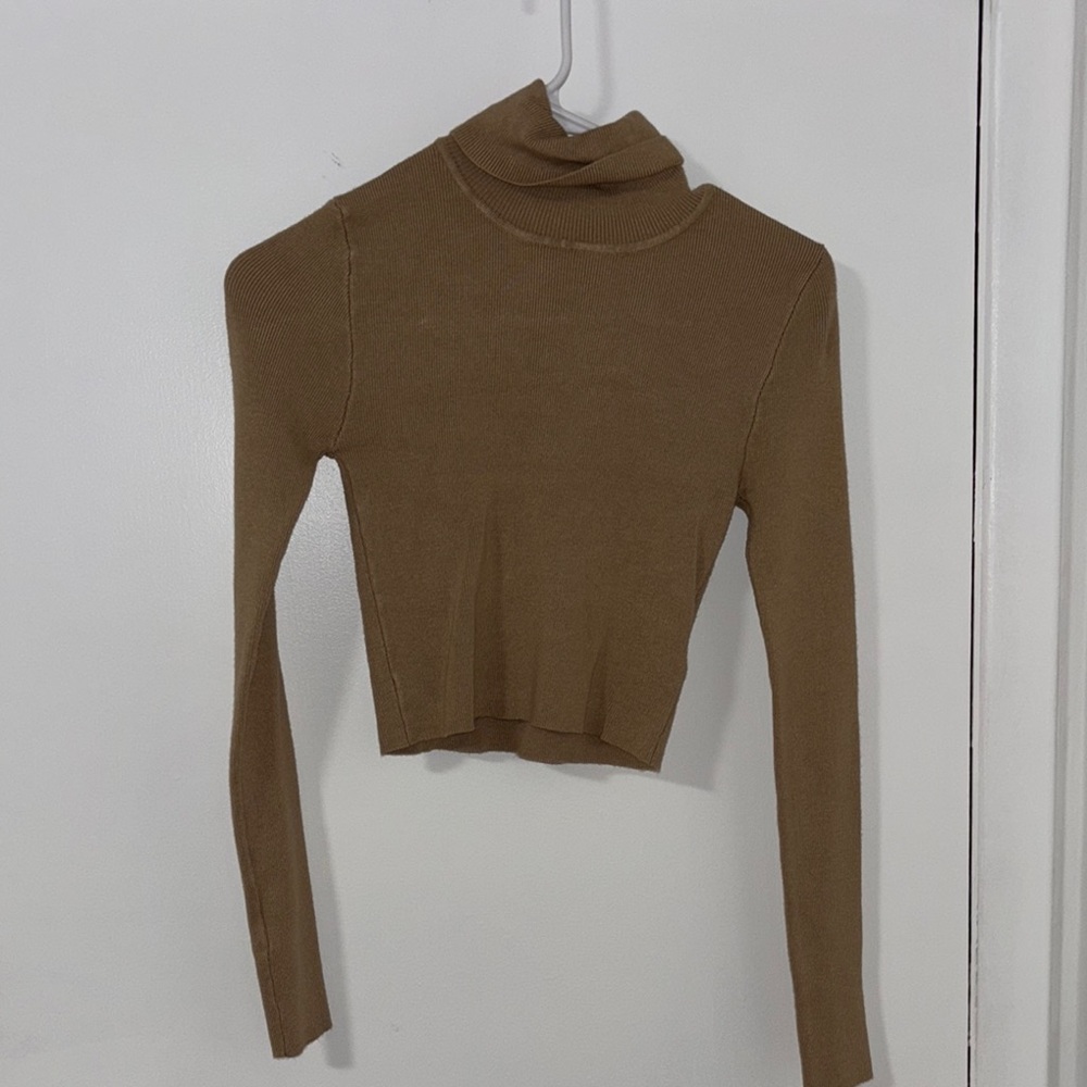 Brown Turtleneck Long Sleeve Top